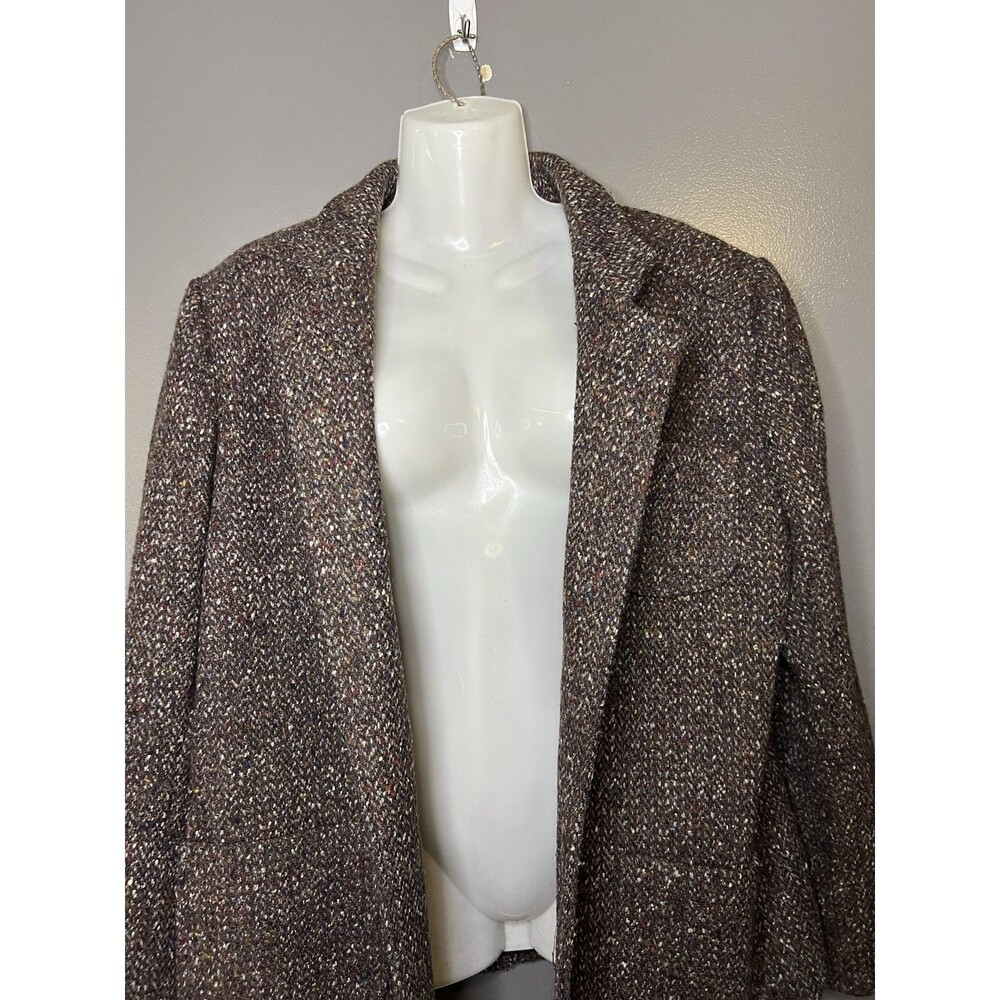 Vintage Madison Blazer Womens Size Large Brown Wool Tweed Open Front Jacket